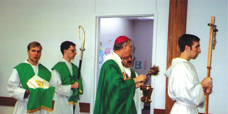 Bishop Adamec dedicates new church hall, January, 1993