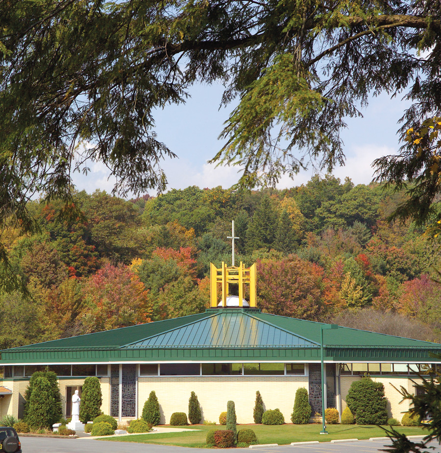 Exterior of Saint John Vianney Parish, Johnstown PA near Mundy's Corner