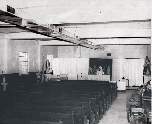 Interior first church building, Saint John Vianney Parish