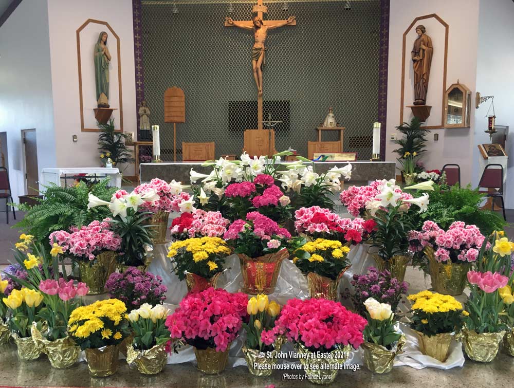 St. John Vianney Altar at Easter 2021