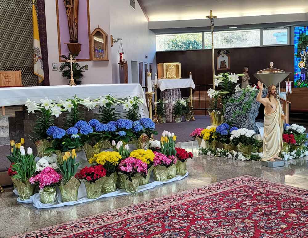 Altar during Easter season at St. John Vianney